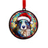 Border Collie in Santa Hat Suncatcher Decoration